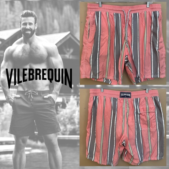Vilebrequin Striped Swim Trunks XXXL runs small 7.5" inseam 38-44" waist